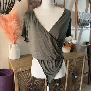 Lulu’s Olive Green Wrap Top Bodysuit Size XL